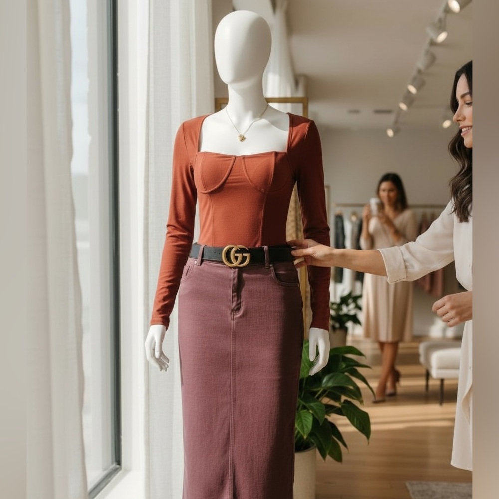 SHEIN Brown Mesh Top and Skirt Set Large - Picture 5 of 11